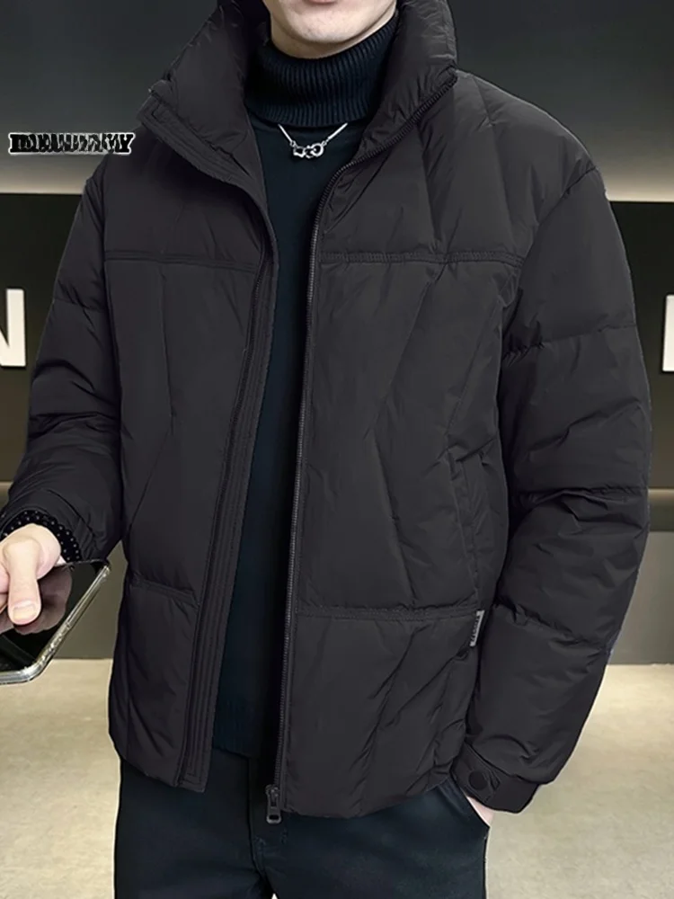 

Мужская утепленная хлопковая куртка с воротником-стойкой, теплая зимняя верхняя одежда, модная молодежная повседневная куртка с длинными рукавами на молнии