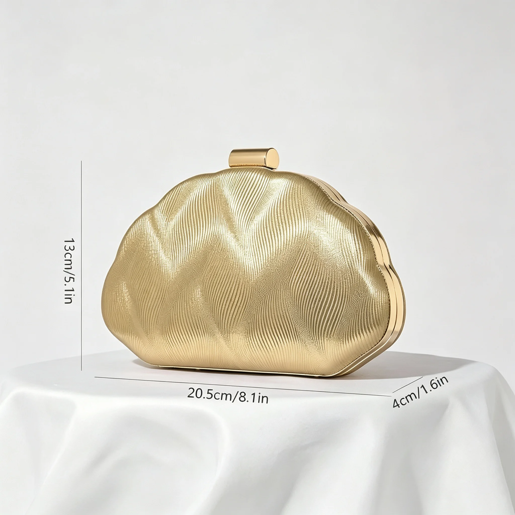 Wavy Metallic Cloud Clutch — product information 3