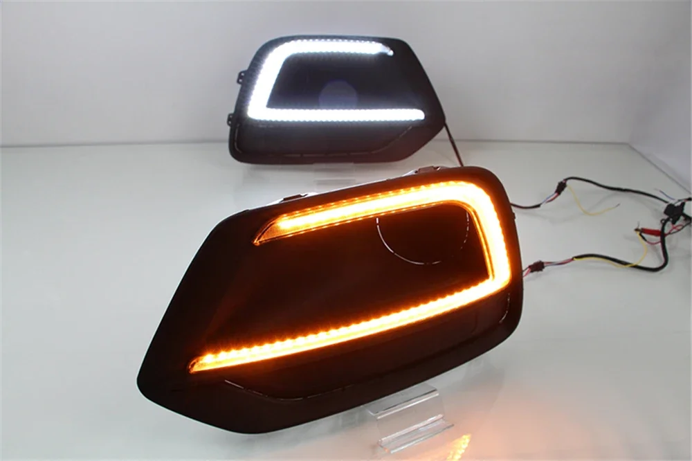   2 uds para Chevrolet Trax 2017 2018 2019 relé de señal de giro amarillo lámpara DRL de coche impermeable 12V luz LED de circulación diurna Dayli