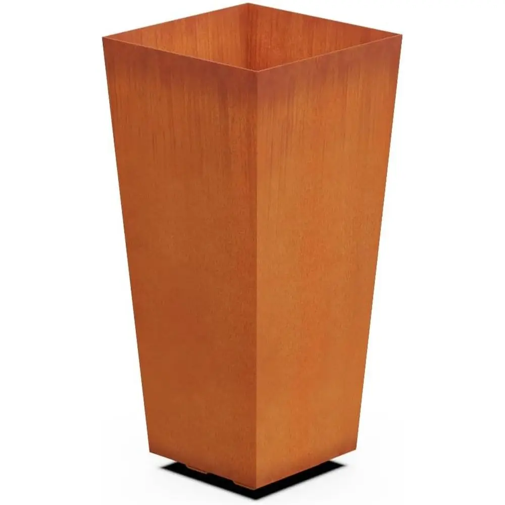 

Tapered Corten Steel Outdoor Planter, 14 Top x 10 Bottom, 30 Tall, Heavy Duty Metal Planter Box