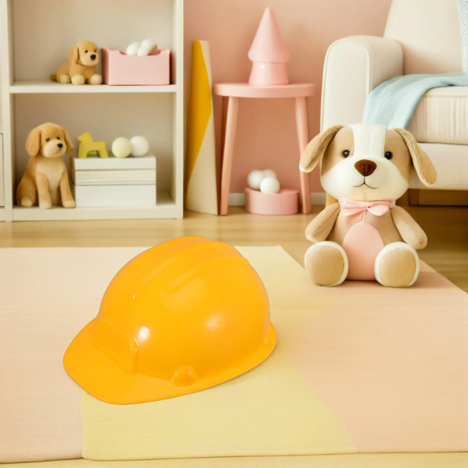 2Pcs Kids Construction Hard Hat Yellow Plastic Worker Hats Toddlers Engineer Role Play Costume Birthday Party Celebration