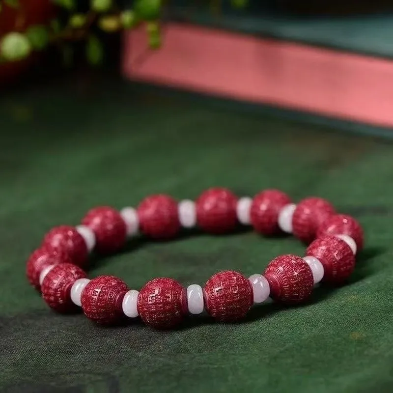 -Purity Purple Gold Sand Bracelet With A Single-Strand Heart Sutra Design, Featuring A High-Polish