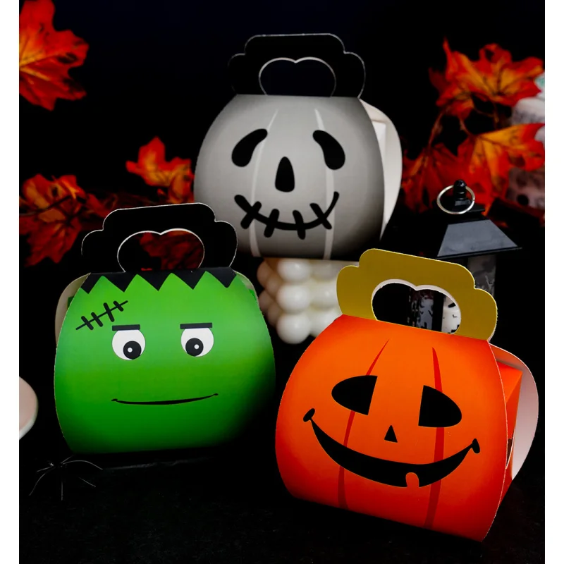 Cross-Border New Halloween Pumpkin Ghost Cartoon Candy Box Children's Day Gift Handbag Hollow Biscuit Packaging