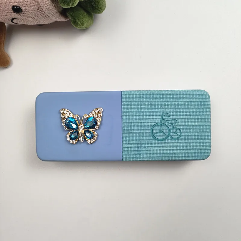 Set di scatole per occhiali portatili con motivo a farfalla e diamanti - Custodia per occhiali da sole di lusso per accessori per l'abbigliamento degli occhi Regalo da donna B2