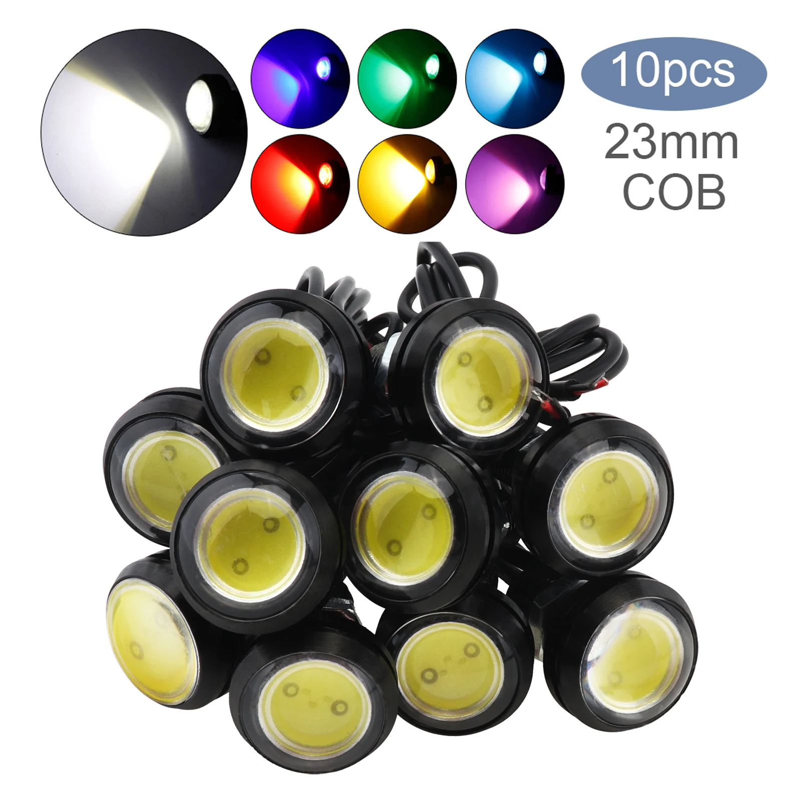 

10 шт., Универсальные Автомобильные светодиодные дневные ходовые огни, 18 мм/23 мм