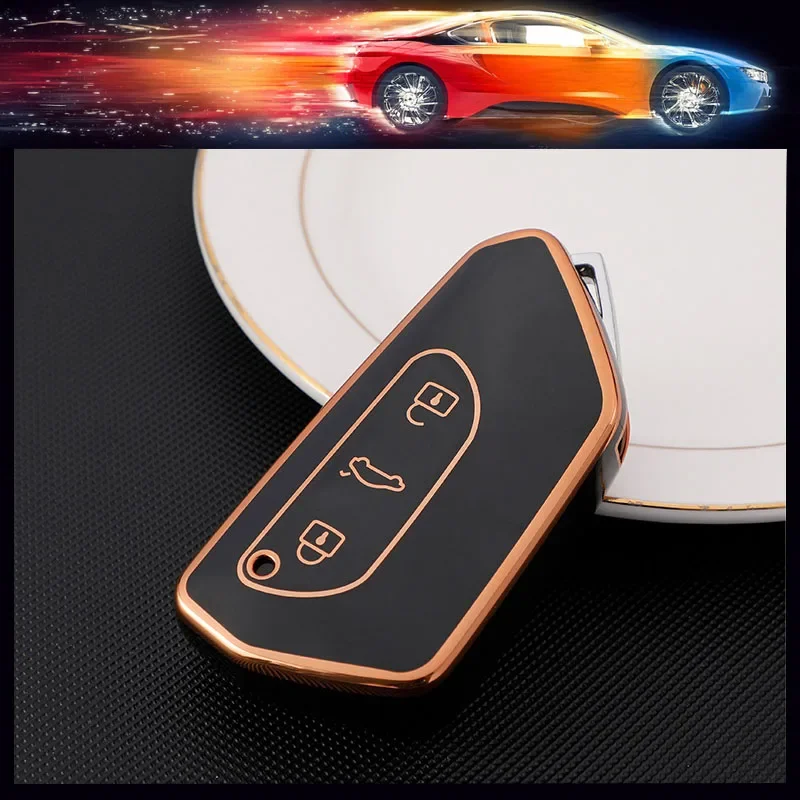 Gold line Car Key Case Keys Full Cover Protection Shell Bag for Skoda Octavia A8 MK4 Mk8 Seat Leon Mk4 Cupra Formentor 3 Buttons