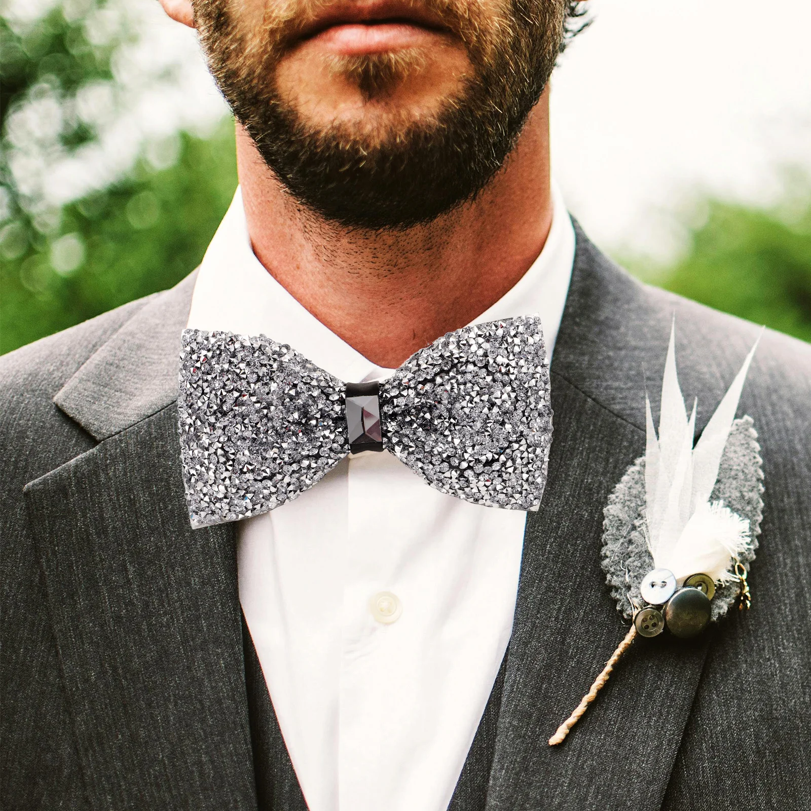 

Men Rhinestone Bowtie Wedding Banquet Party Groom Bling Glitter Pre-Tied Unique Glamour Exquisite Craftsmanship