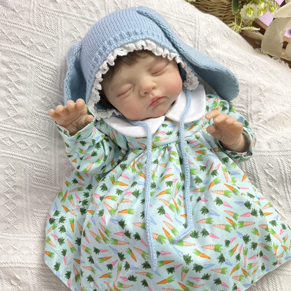 BZDOLL Realistyczna Lalka Reborn 48 CM (19 cali) Śpiąca, Ręcznie Robiona, z Winylowymi Ruchomymi Częściami, Materiałowy Korpus, Idealny Prezent Urodzinowy dla Dziewczynki