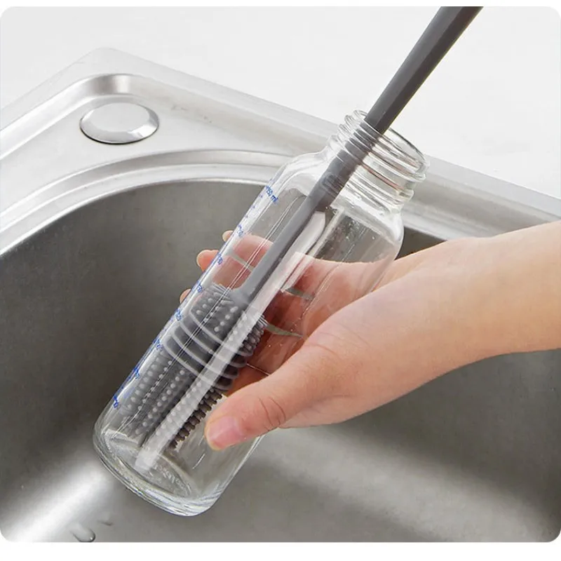 Kitchen cleaning tools, silicone cup brush, cup scrubber, glass cleaner, long handled beverage glass bottle cleaning brush