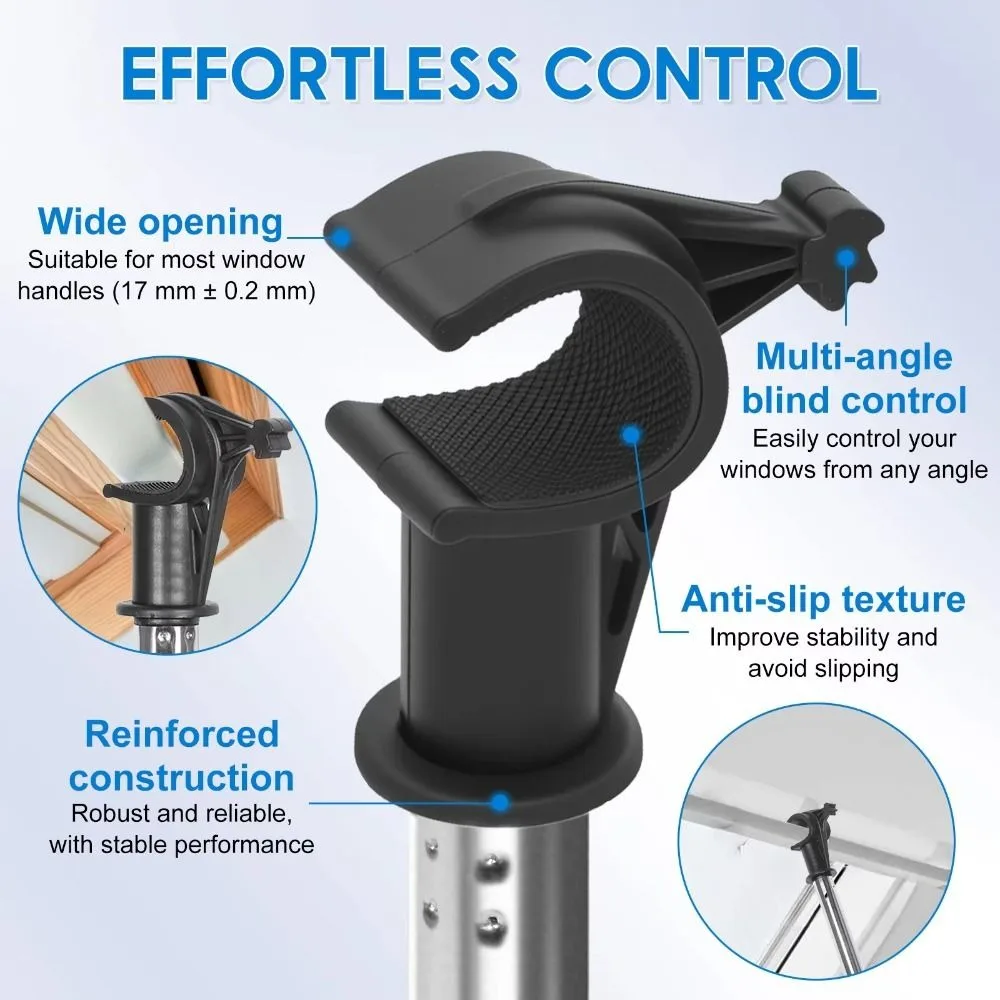 Multi-angle Window Pole Opener Anti-slip Texture Sturdy Skylight Pole Opener Hangable Thicken Telescopic Window Opener