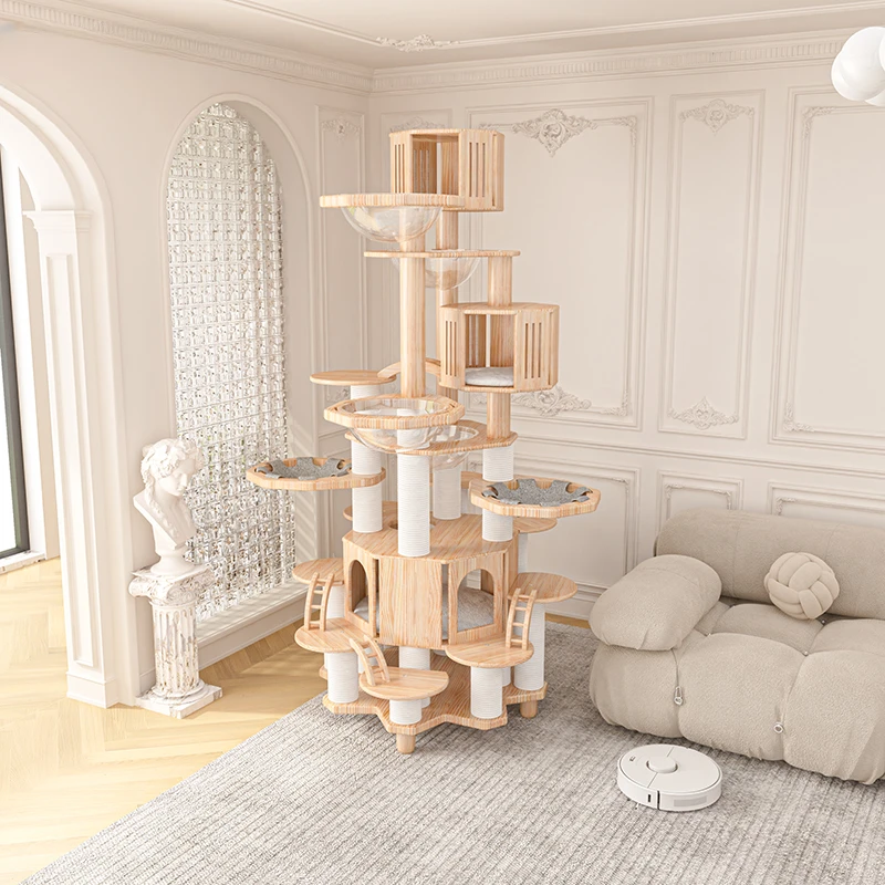 Honey pot Cat tree villa cat nest cat tree integration super large solid wood cat castle rainbow bridge cat tree platform