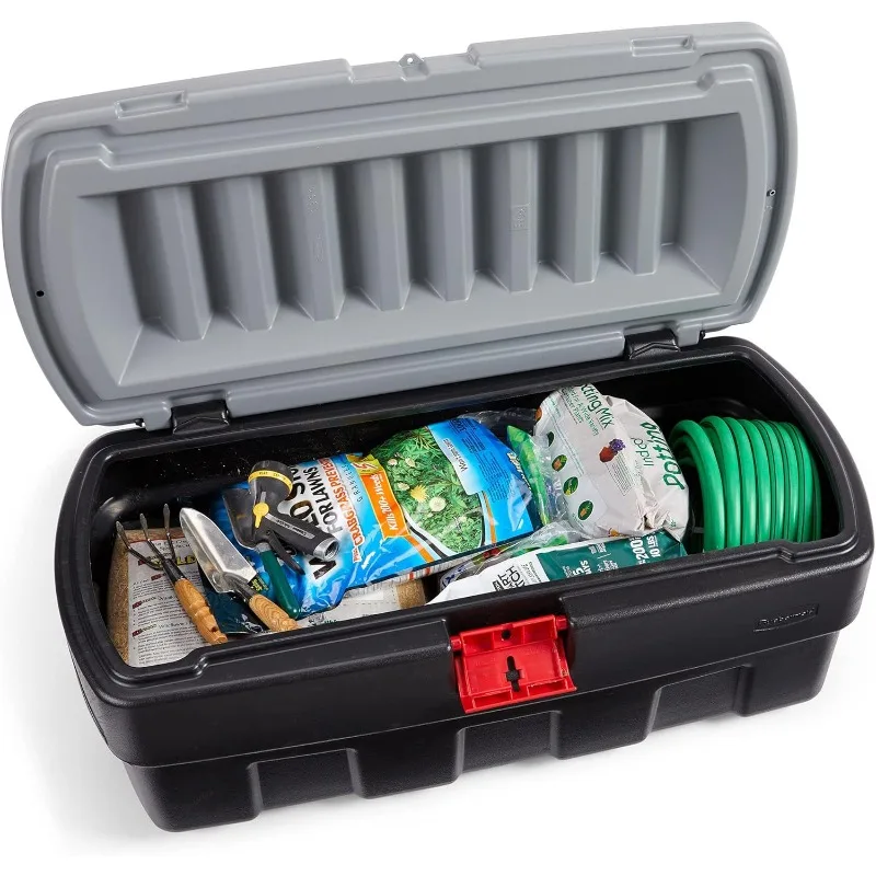 48-Gallonen-Schwarz-Action-Packer mit abschließbarem Riegel für den Innen- und Außenbereich, Aufbewahrungsbox für Zuhause, Garage, Hinterhof, einzeln