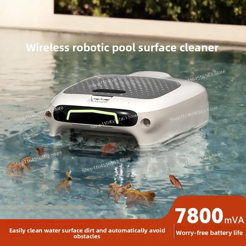 Wireless Automatic Surface Skimmer Pool Cleaning Robot – Floating Debris Collector with Leaf Collection for Swimming Pools