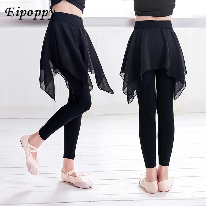 Mädchen Ballett Tanzhose Modal Gymnastik üben Ballett Leggings Fitness Hose lyrische Chiffon Röcke für Kinder