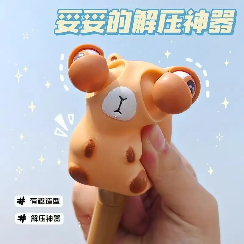 1 Buah Pena Gel Tinta Hitam Sensorik Remas Mata Pop Capybara Mainan Muncul Mata Rumput Mainan Fidget Sensorik Mainan Memantul Bola Mata