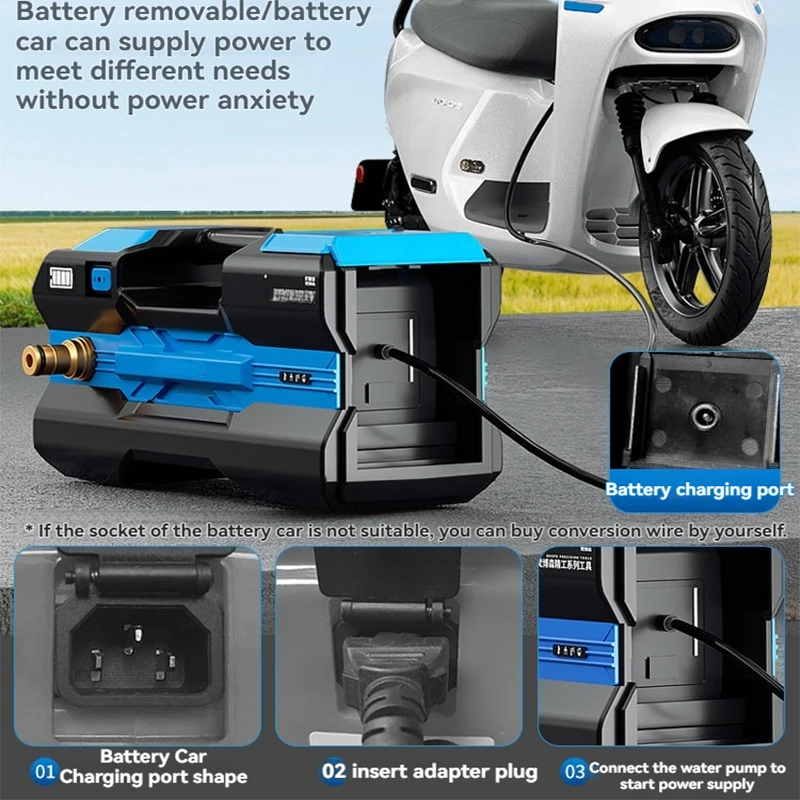 Car washing, watering machine, garden irrigation, cleaning, electric tools, water pump, charging pump, 15m