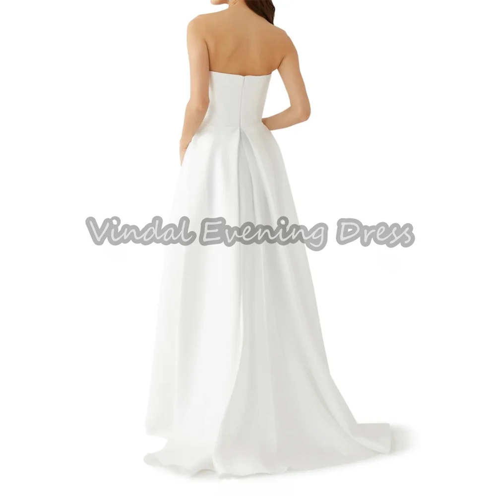 Vindal satijnen rechte strapless plooien eenvoudige cocktailjurk voor dames 2025, met mouwloze vloerlengte elegante avondjurk