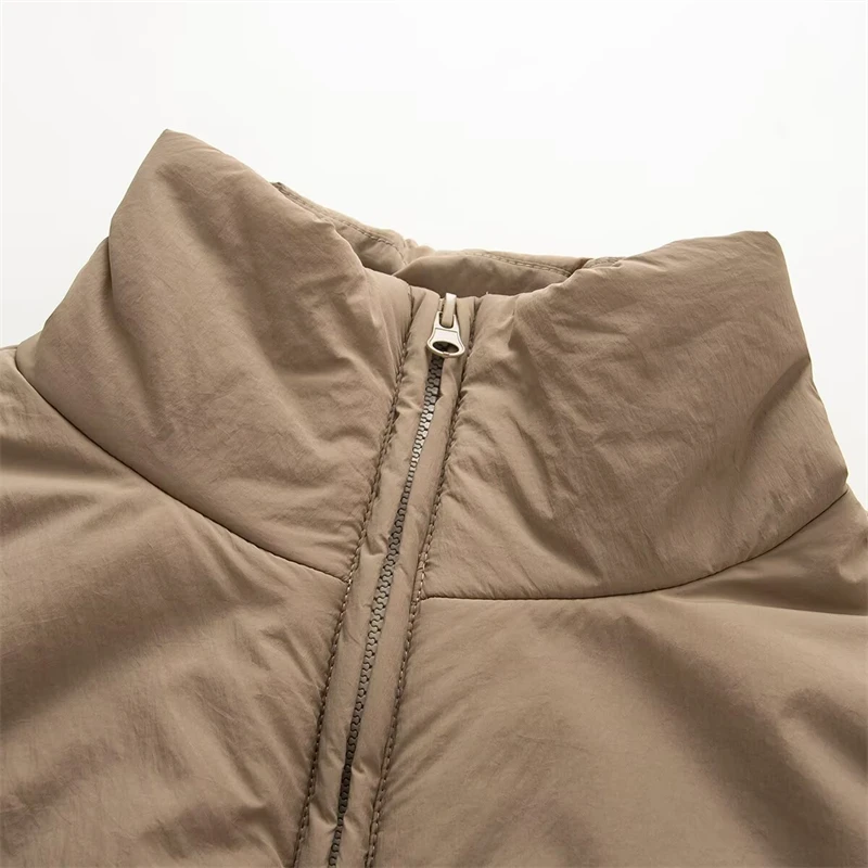 Guobioziy Women's Padded Jacket 2026 Autumn and Winter Solid Color Zipper European-Style Casual Fashion Trend Daily Commuting