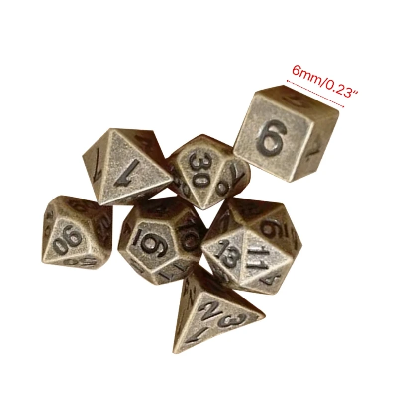 Portable Mini Polyhedral Dices Small Size Metal Multi-Sided Dices Role Playing Game Dices for Tabletop Player Easy Use