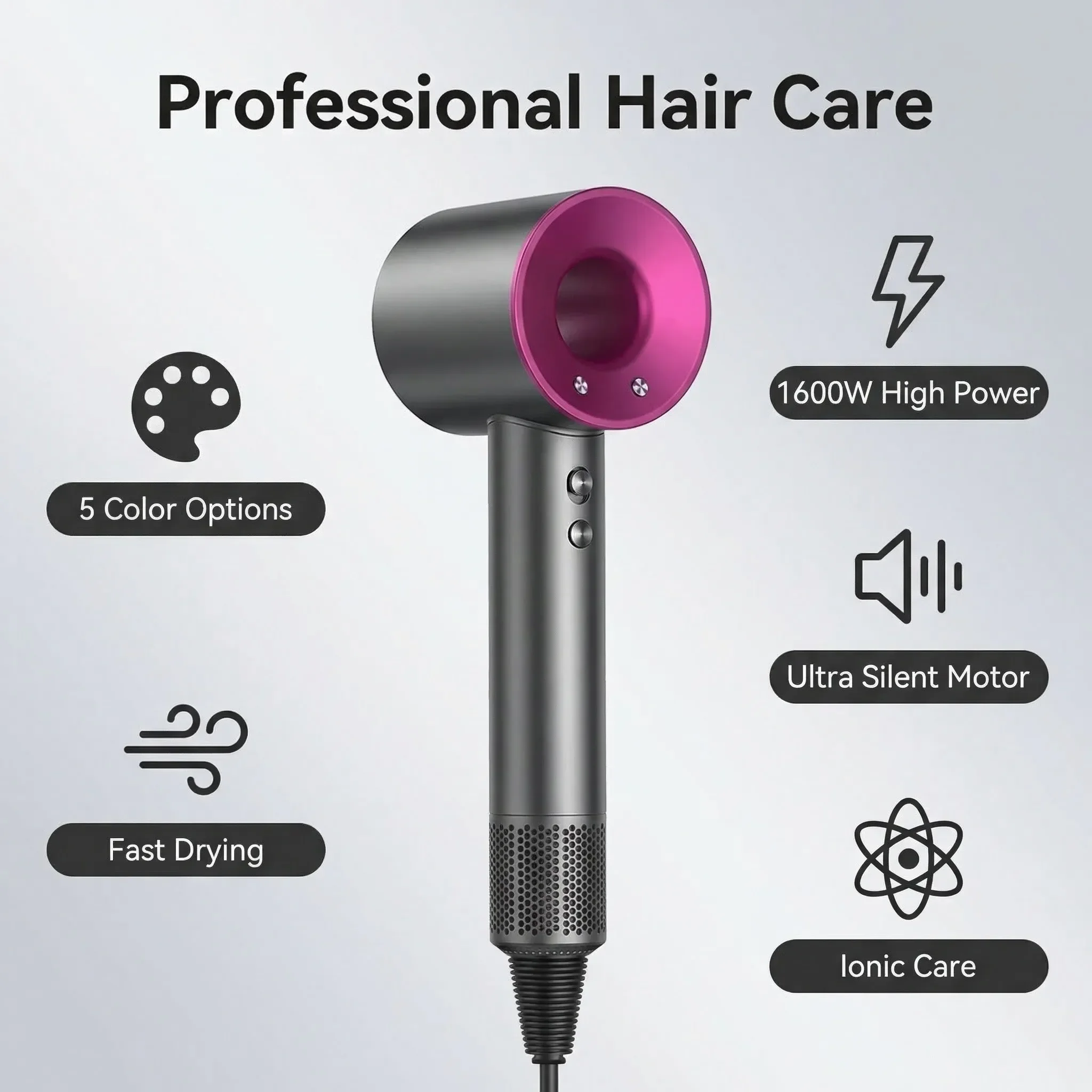 SenCiciMen Intelligent Hairdryer 1600W with Temperature Control Quick Drying Cold Hot Air Styling Care for Home Use