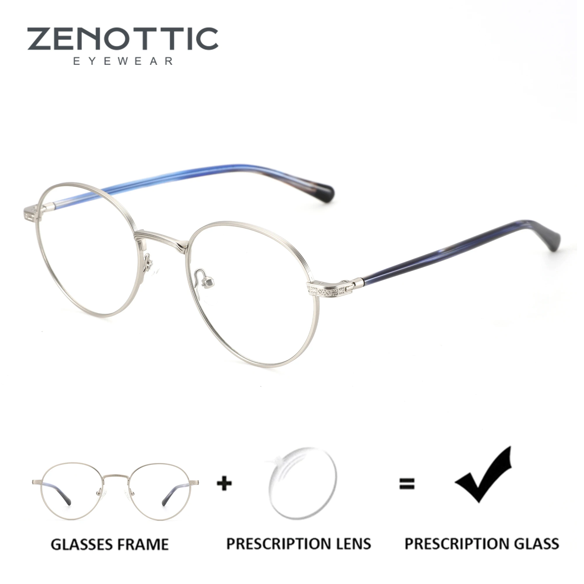 

ZENOTTIC Japanese Classic Progressive Prescription Glasses High-quality Metal Myopia Eyewear Round Optical Eyeglasses for Unsiex