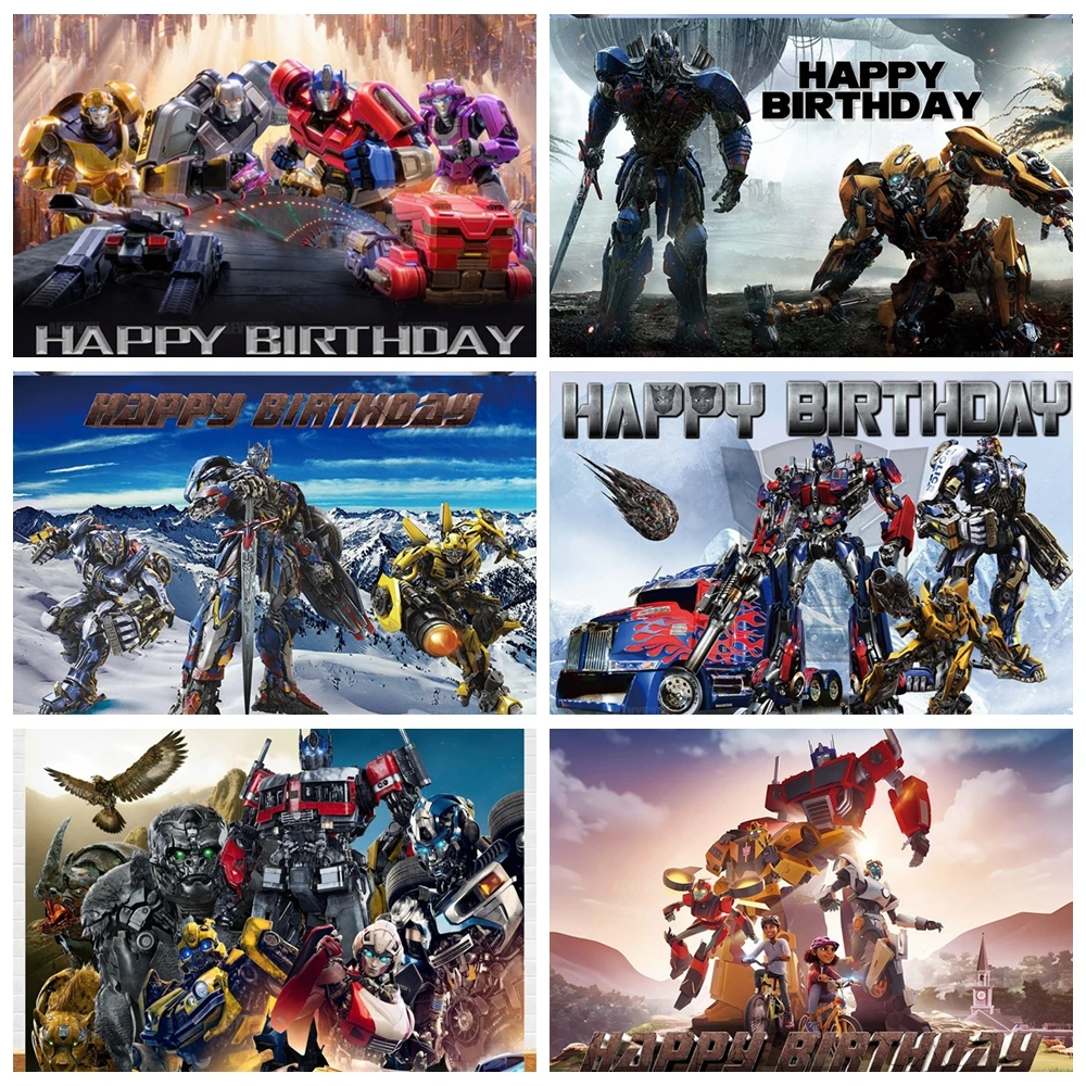 

Transformered Car Birthday Party Backdrop Children's Birthday Party Banner Cake Table Decor Party Supplies Photography Studio