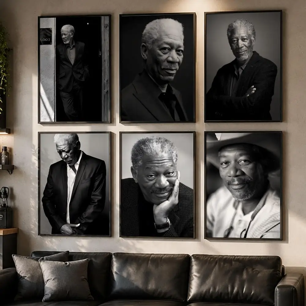 Legendary Actor Morgan Freeman Poster No Glue Residue Self-Adhesive Art Poster Wall Decor for Bedroom Living Room