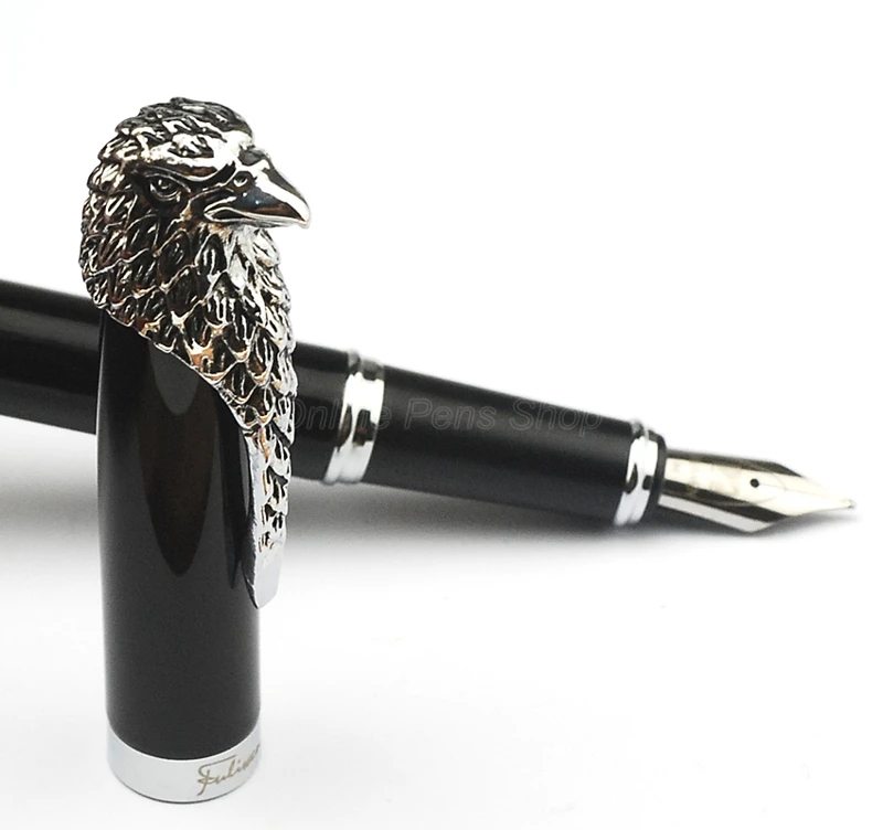 

Fuliwen Owl Fountain Pen Eagle Head Clip Medium Nib 0.7mm , Black Barrel Ink Pen Fit Male & Female Writing