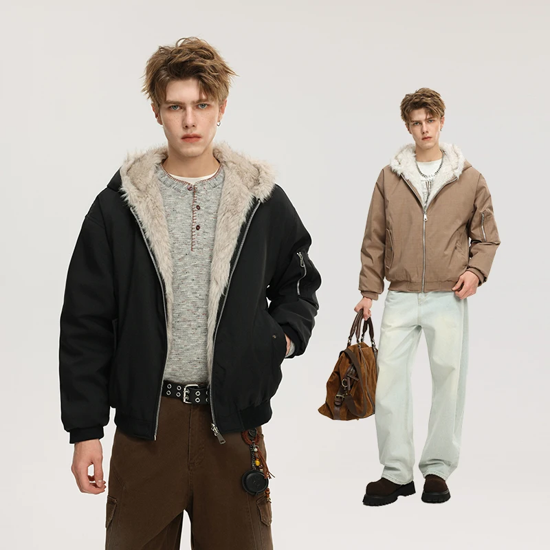 

Зимняя американская ретро куртка-карго с капюшоном для мужчин и женщин, уличная одежда, свободная красивая теплая мотоциклетная парка, винтажное пальто