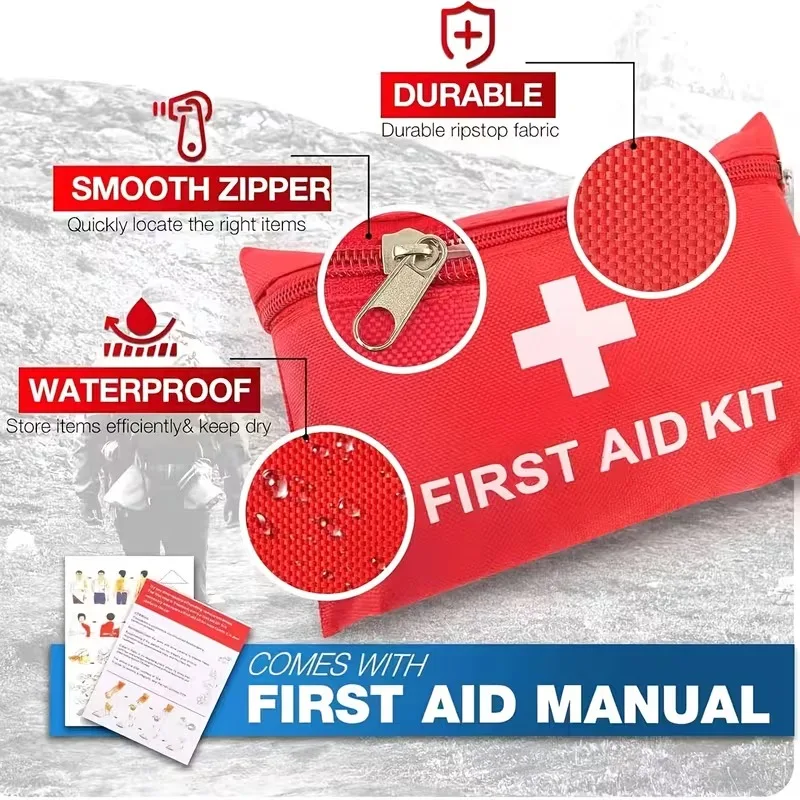 142pcs First Aid Kit Outdoor Emergency Set Waterproof Medical Bag for Travel Cycling Hiking Backpacking Camping Car Motorcy - view 3