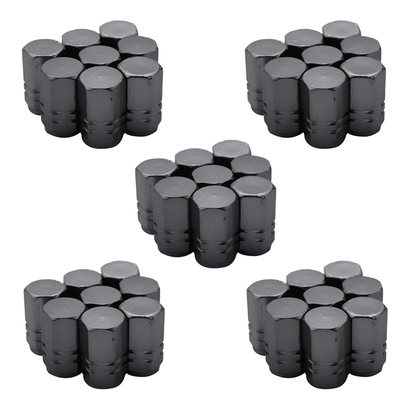 40 Pieces Tire Stem Valve Caps Wheel Valve Covers Car Dustproof Tire Cap, Hexagon Shape Titanium Gray