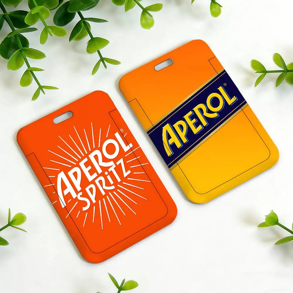 Fashion orange A-Aperol S-Spritz Brand ID Card Holder Neck Strap Pendant Door Holder Lanyards Keychain Work Credential Case Gift