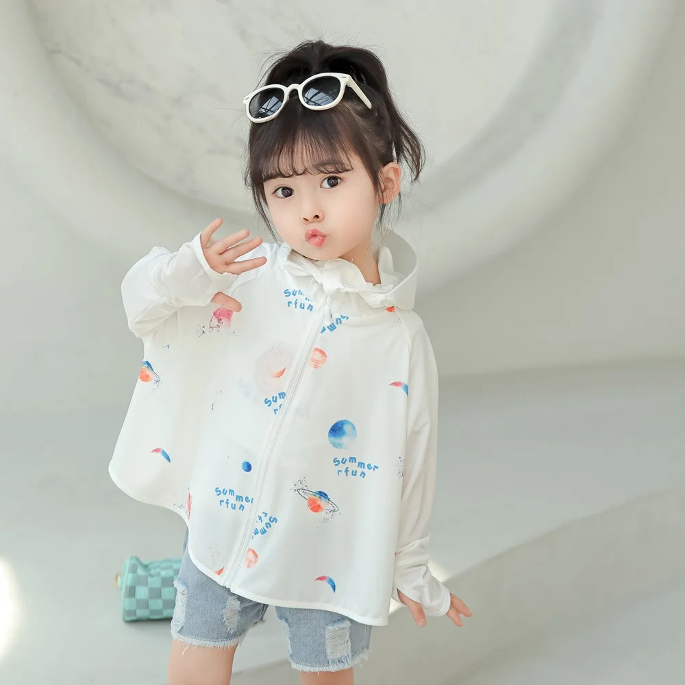 Atmungsaktive Kinder Skinsuit Sommer Cartoon Eis Seide Anti-UV-Sonnenschutz jacke Baby Cartoon