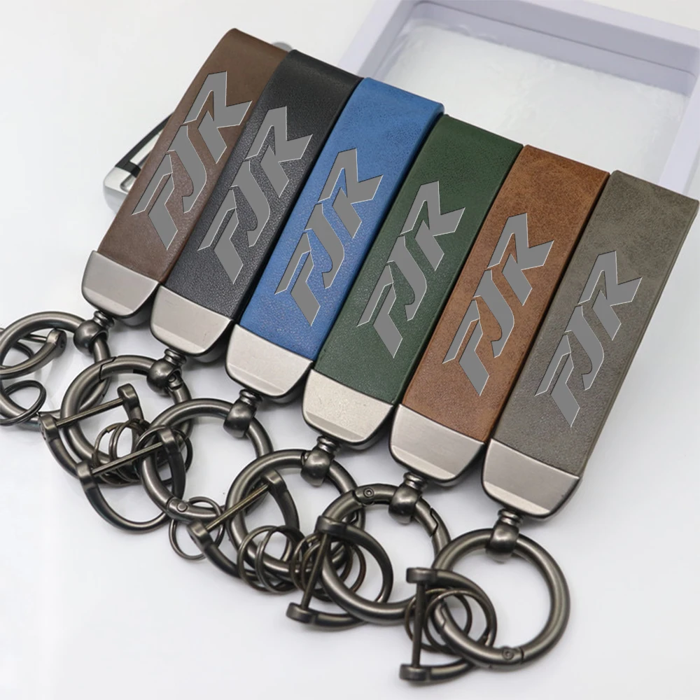 High-Grade leather Motorcycle Keychain Holder Keyring For Yamaha FJR1300 FJR LOGO Accessories