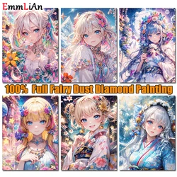 Cartoon AB Fairy Dust Diamond Painting Cross Stitch Anime Girl DIY Diamond Embroidery Rhinestones Full Crystal Mosaic Home Decor