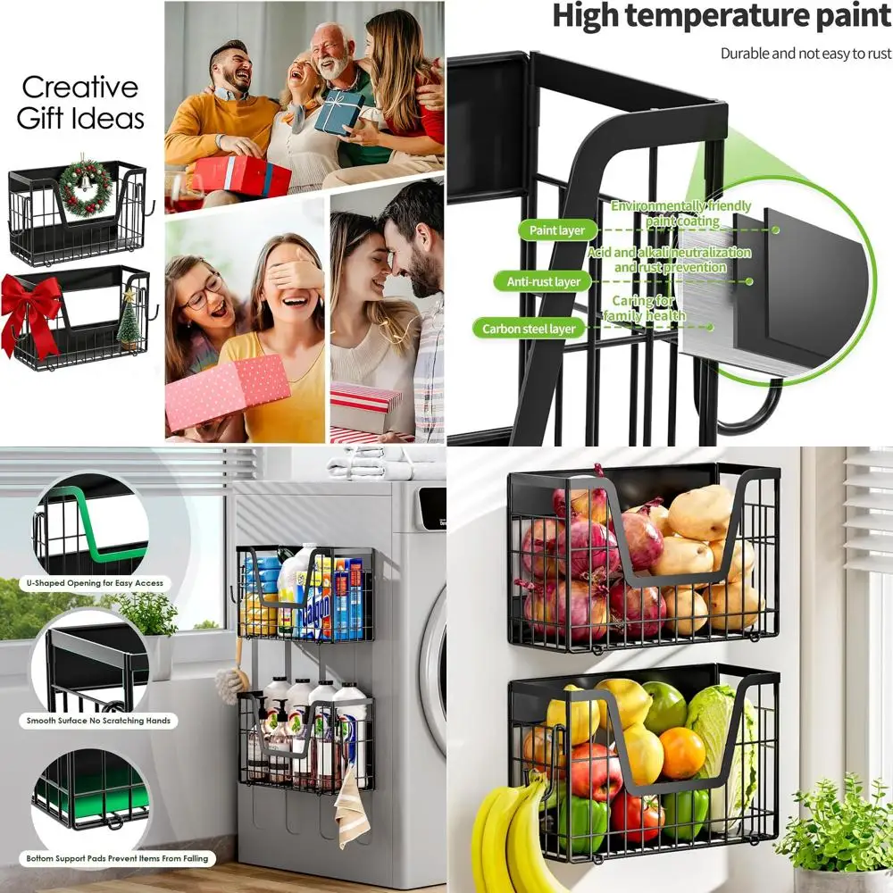 

Dual Magnetic Shelves for Fridge, Storage Bins for Potatoes and Onions, Magnetic Fruit Basket for Kitchen, Refrigerator Pantry O