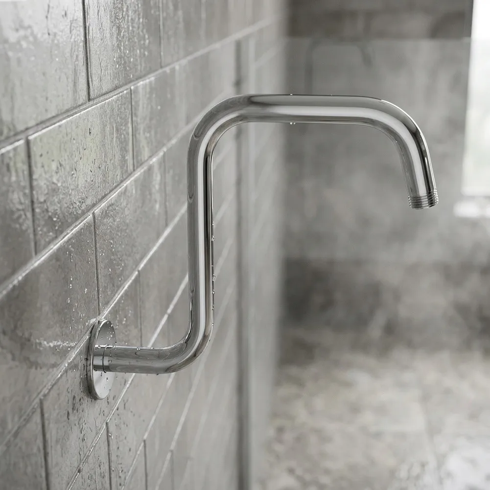 13 inch Stainless Steel Shower Arm with S Bend Gooseneck for Wall to Ceiling Shower Head Extension Bar Accessories