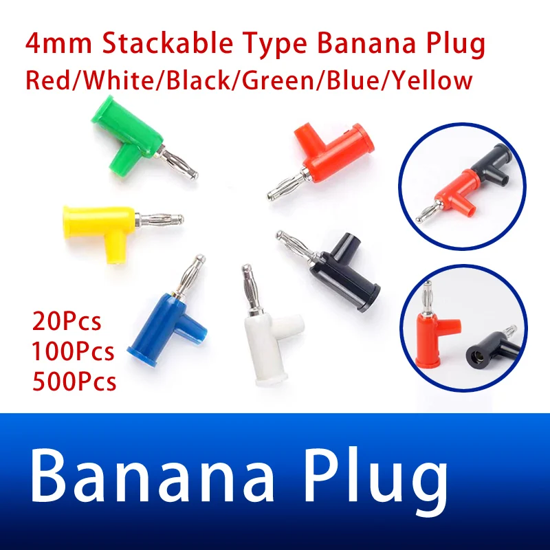 

20Pcs 4MM Banana Plug Lantern Head Gun-Type Re-Insertable Test Audio Plug Welding-Free Side Screw Wiring