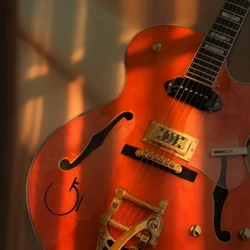 Orange G6120 Eddie Cochran Tribute Jazz Semi Hollow Body Electric Guitar , Gold Hardware, Double F Holes