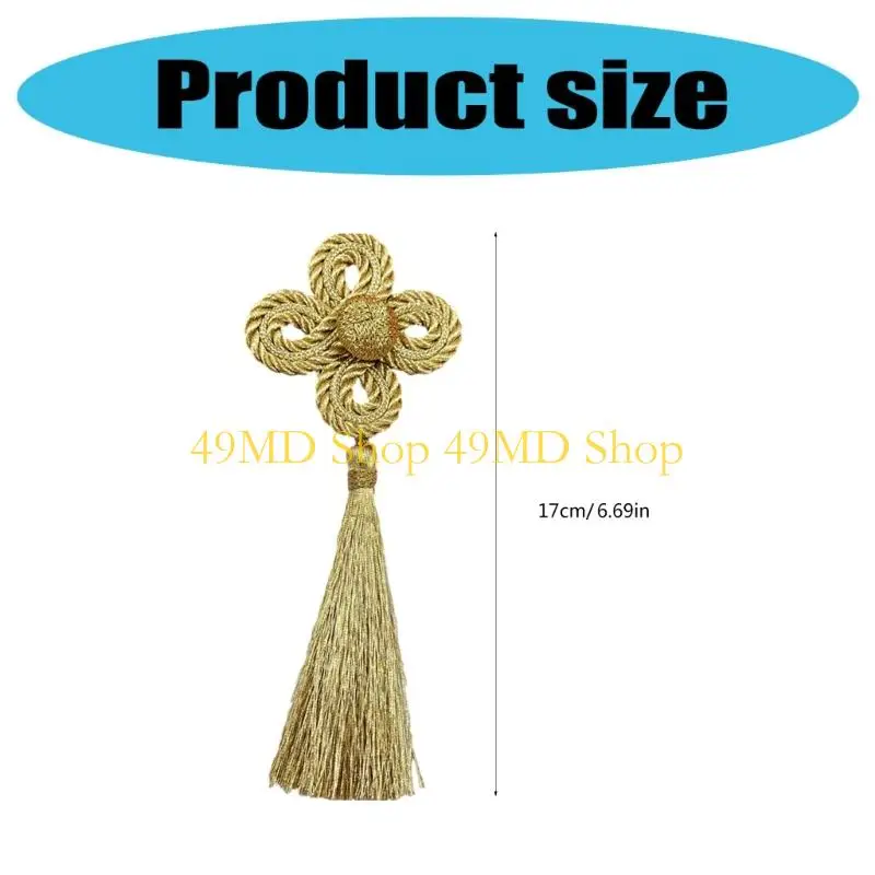 49MD Artistic Clovers Tassels Pendant with High Strength Gold Wire Design Multiuse Garment Costume Craft Accessory Project