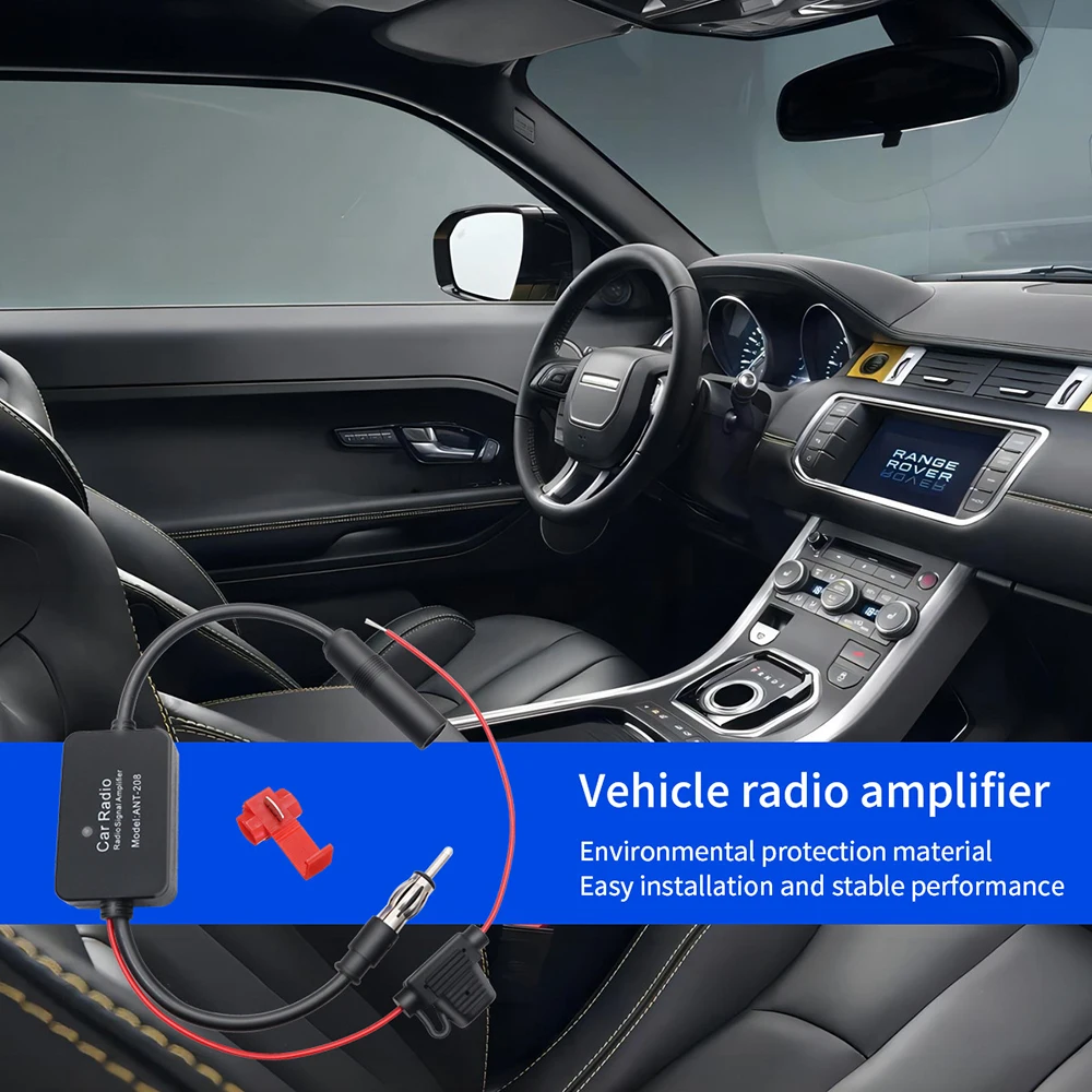 ANT-208FM Car Radio Antenna Amplifier AM DAB FM Antenna Amplifier FM Signal Booster Vehicle Audio Receiver Enhancement Accessory