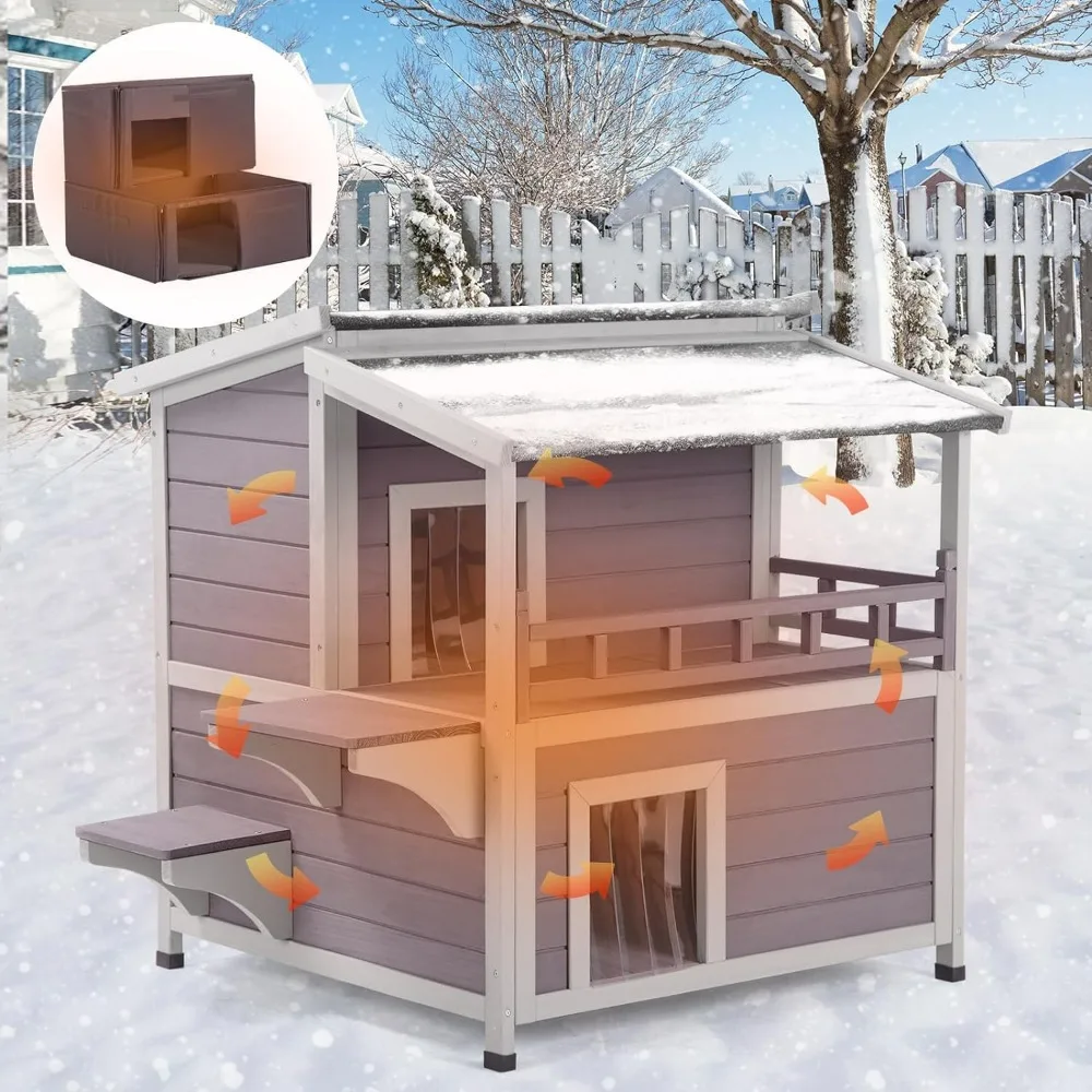 

Outdoor Cat House Insulated Feral Cat Shelter for Winter Outside Weatherproof, 29.5"D x 29.5"W x 33.5"H Cats House