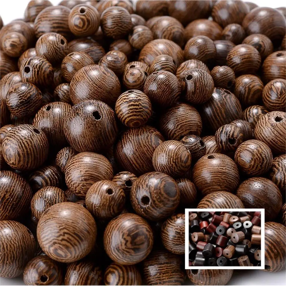6 8 10 12mm Natural Stripe Spacer Ball Wooden Beads Brown Round Natural Wooden Beads Loose beads For Jewelry Making bracelet