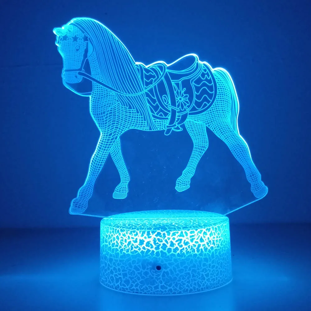 Animal Horse Night Light for Kids 3D Illusion Night Lamp Color Changing Room Decor Xmas Birthday Gifts for Children Boys Girls