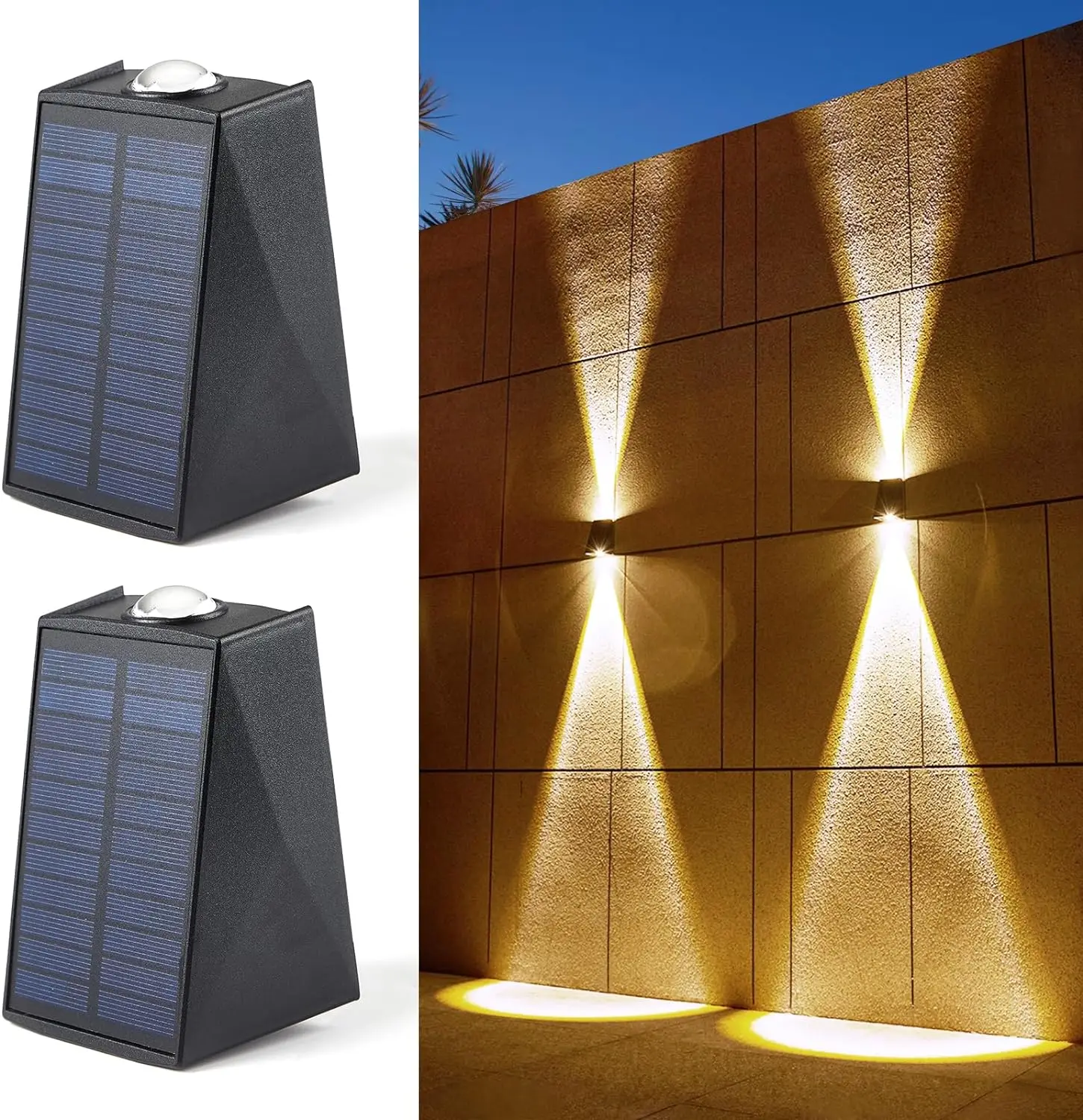 parede exterior solar light up down lampada exterior impermeavel sconces lights para garagem garden yard warm and cool pacote 4 01