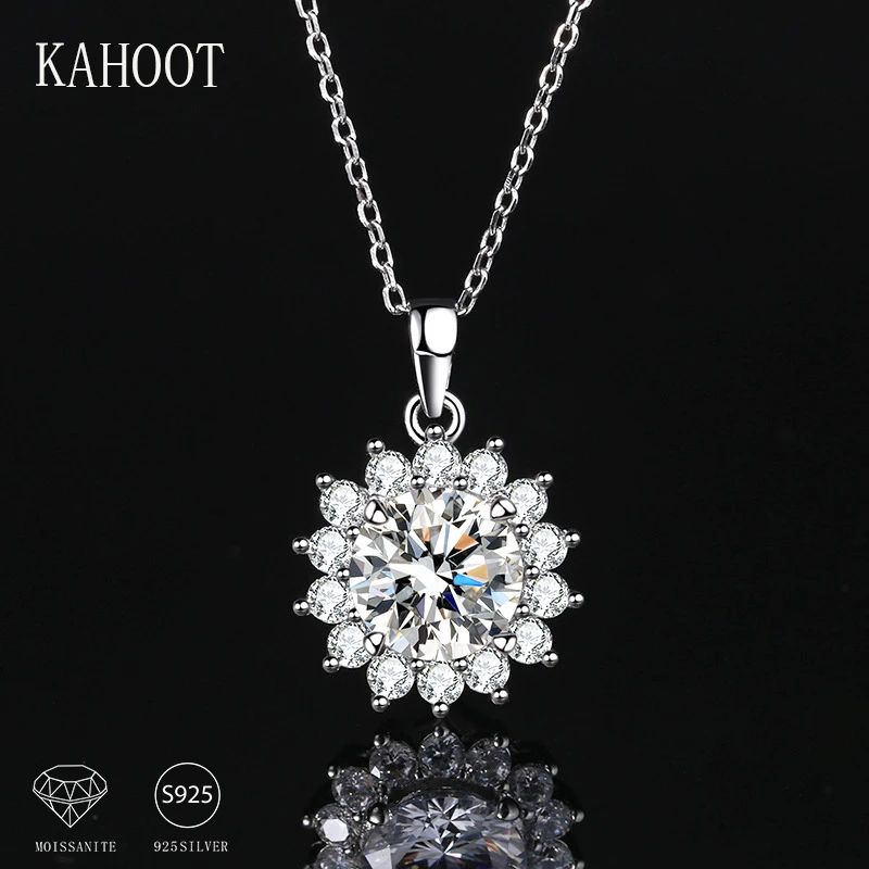 925 Sterling Silver Moissanite Sunflower Necklace Fashion Casual Luxury Design Mother's Birthday Gift for Women Annivers