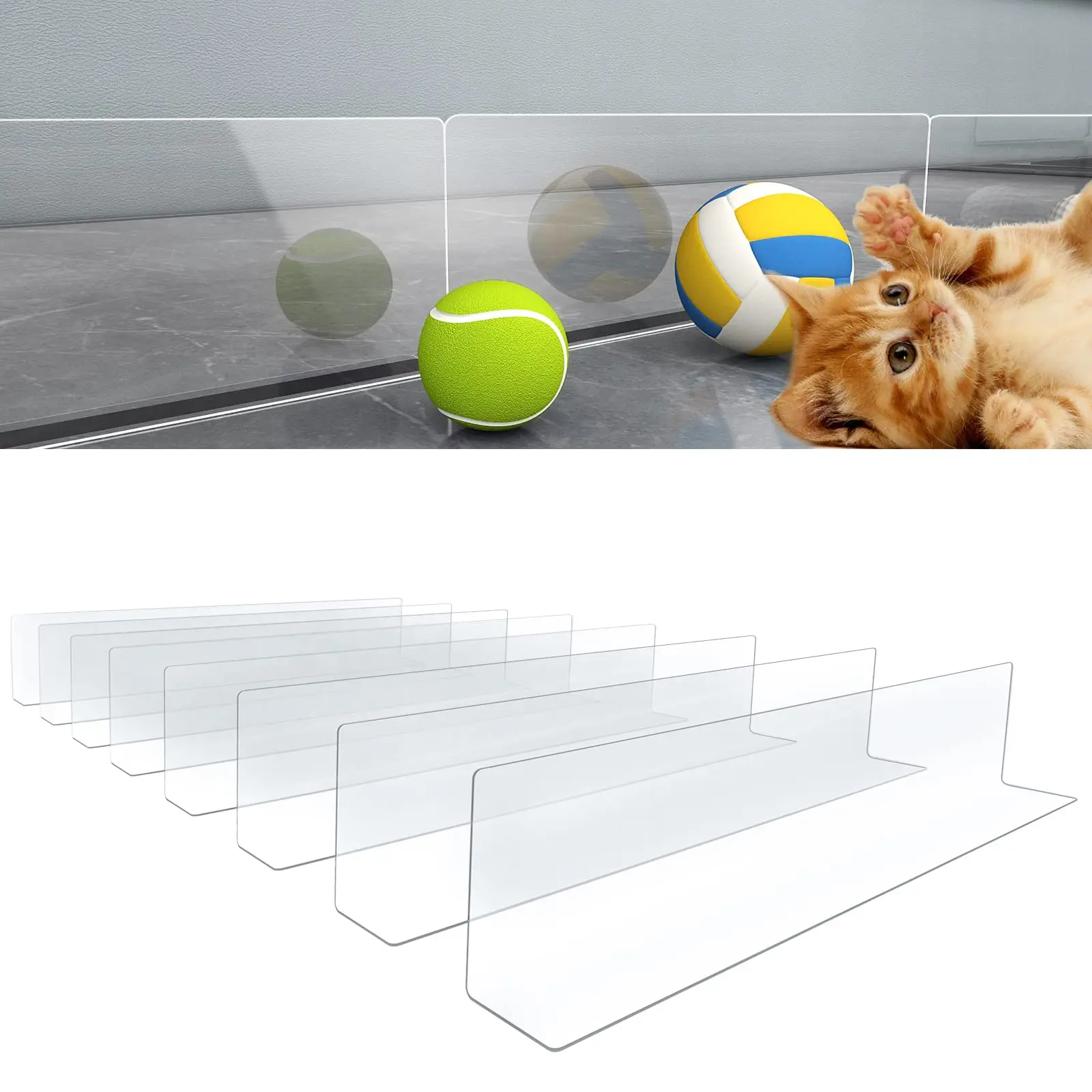 Under Couch Blocker Bumper PVC Adjustable Clear Toy Blocker Furniture Cat Dog Blockers Gap Stopper Under Bed Blocker for Pets