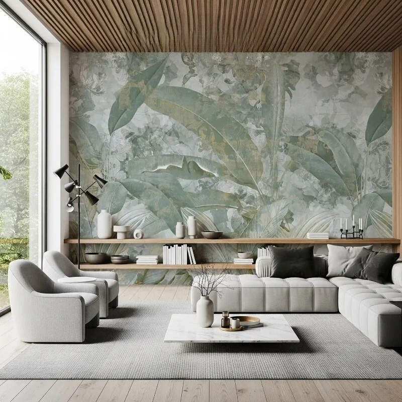 Maßgeschneiderte handgemalte Wandmalerei mit Wald- und Baummotiv, 3D-Wandbilder für Wohnzimmer, Schlafzimmer und Nachttisch-Hintergrund.