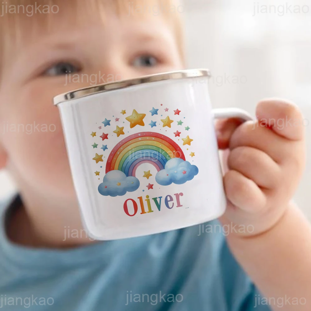 Tazza personalizzata per bambini cioccolata calda arcobaleno personalizzato con tazza con nome per