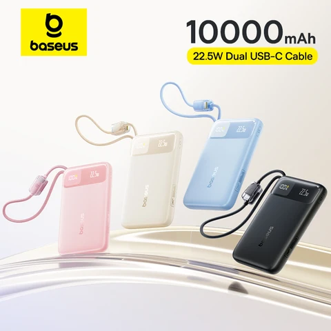 Baseus 10000 мАч Power Bank с двойным кабелем и быстрой зарядкой — фото товара